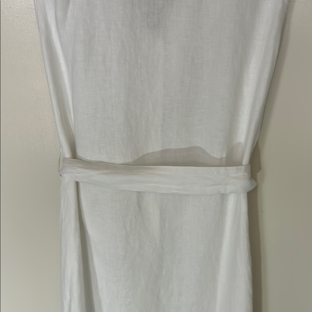 New Saks Fifth Avenue Elegant White Sleeveless 100% Linen Dress, NWT, Size XL/16 - Picture 11 of 12